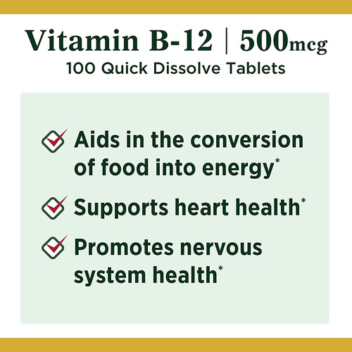 Suplemento Nature"s Bounty Vitamina B12 500 Mcg Comprimid - Imagem 3