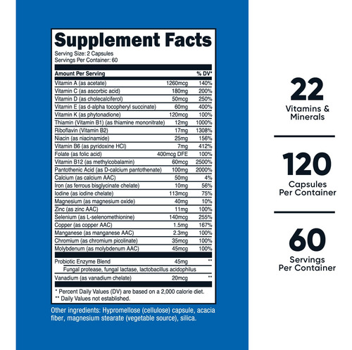 Suplemento Multivitamínico Nutricost Com Probióticos 120 Cáp - Imagem 2
