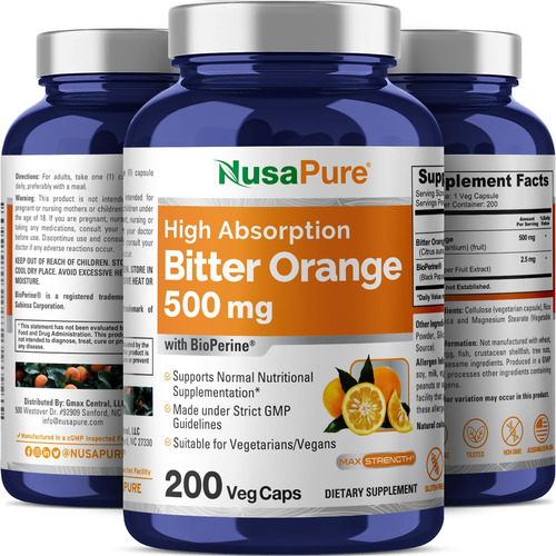 Nusapure Laranja Amarga 500mg 200 Cápsulas Vegetarianas (veg - Imagem 4