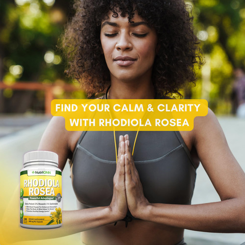 Suplemento Nutrionn Rhodiola Rosea 500mg 180 Cápsulas Vegana - Imagem 3