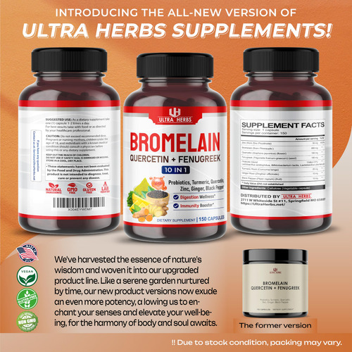 Suplemento Ultra Herbs Bromelaína Com Quercetina Zinco 15 - Imagem 6