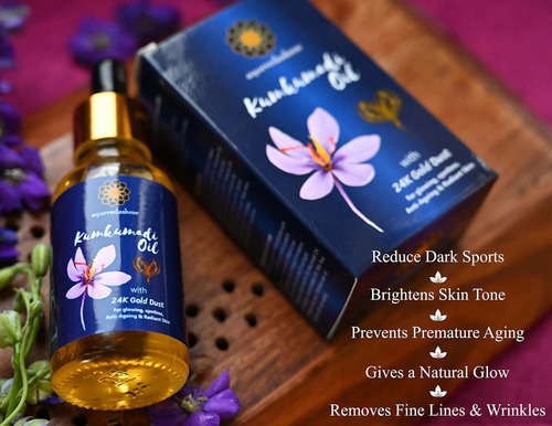 Óleo Ayurvedashree Kumkumadi 30 Ml Com Flocos De Ouro - Imagem 14