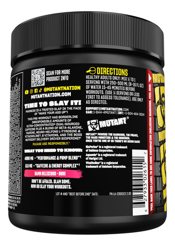 Pre Workout Powder Mutant Madness 270 G 30 Porções Trocadil - Imagem 9
