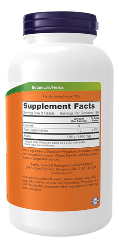 Now Foods Supplements, Alfafa 650 Mg Fonte De Vitamina K, Su - Imagem 2