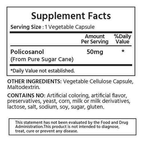 Ml Naturals Policosanol 50 Mg, 60 Cápsulas Veganas - Imagem 4