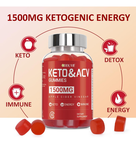 Dduyie (2 Pacotes) Keto Acv Gummies Extreme 1500mg Keto Gumm - Imagem 4