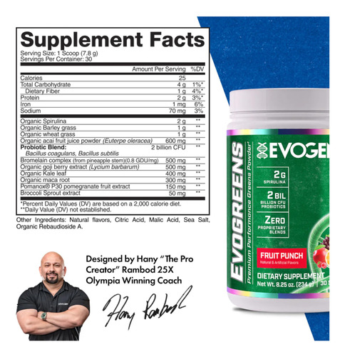 Suplemento Evogen Evogreens Super Greens Powder 30 Porções - Imagem 3