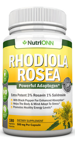 Suplemento Nutrionn Rhodiola Rosea 500mg 180 Cápsulas Vegana