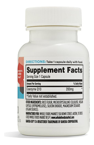 Suplementos 365 Da Whole Foods Market Coq10 200 Mg 30 Cápsul - Imagem 2