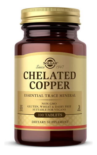 Solgar Chelated Copper, 100 Comprimidos - Essencial Para ...