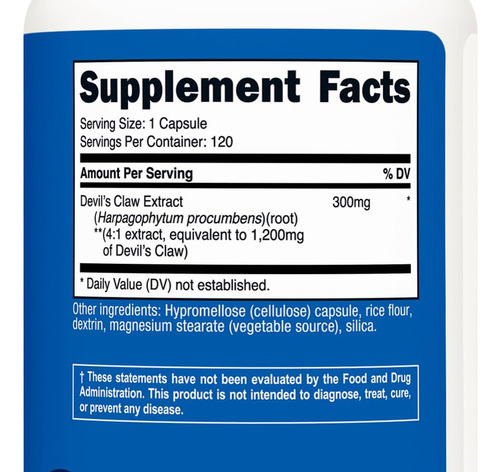 Nutricost Devil"s Claw 1200mg, 120 Cápsulas Veganas - Imagem 4