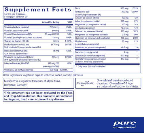 Suplemento Pure Encapsulations Nutrient 950 Sem Cobre E Ferr - Imagem 2