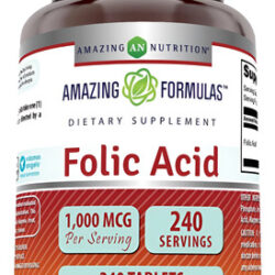 Ácido Fólico Amazing Nutrition 1000 Mcg 240 Comprimidos