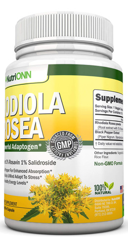 Suplemento Nutrionn Rhodiola Rosea 500mg 180 Cápsulas Vegana - Imagem 8