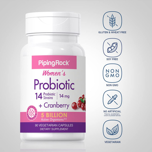 Suplemento Probiótico Piping Rock Com Cranberry Para Mulhere - Imagem 3