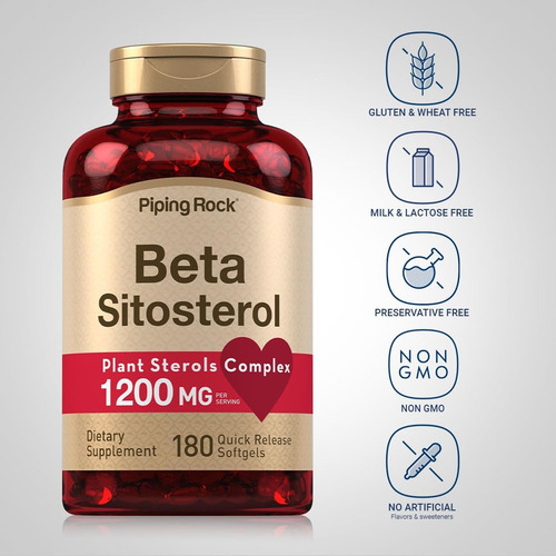 Suplemento De Beta Sitosterol Piping Rock | 1200mg | 180 Cáp - Imagem 9