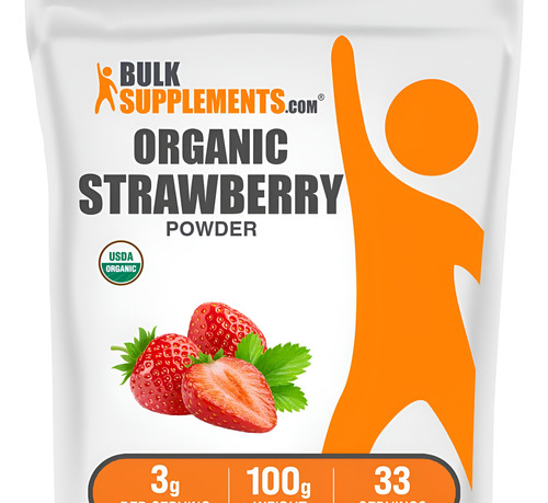 Pó De Morango Orgânico Bulksupplements - Sem Açúcar E Sem Gl