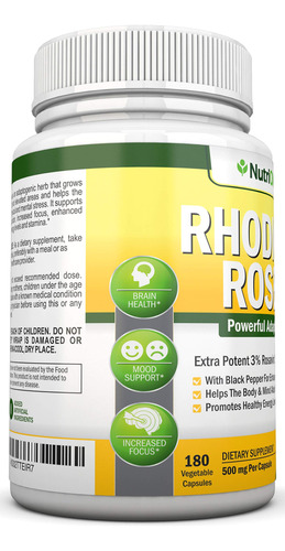 Suplemento Nutrionn Rhodiola Rosea 500mg 180 Cápsulas Vegana - Imagem 7