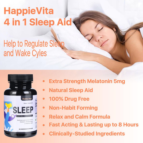 Suplemento Para Dormir Happievita 4 Em 1, 60 Cápsulas - Imagem 9