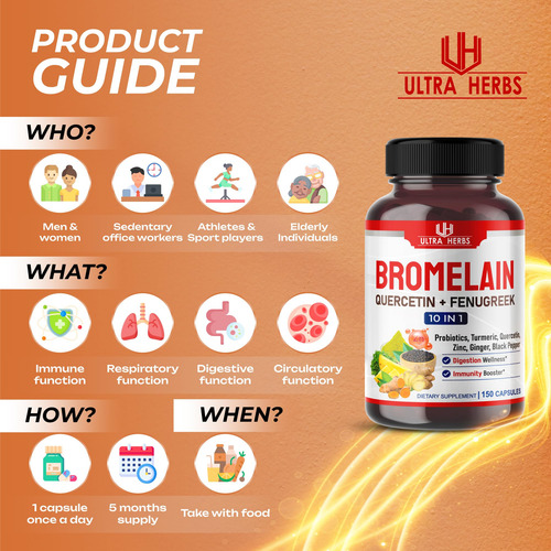 Suplemento Ultra Herbs Bromelaína Com Quercetina Zinco 15 - Imagem 5