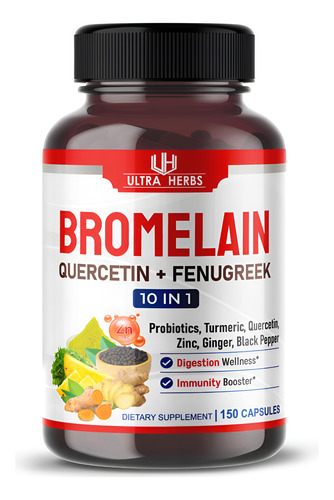 Suplemento Ultra Herbs Bromelaína Com Quercetina Zinco 15
