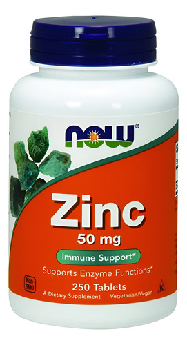 Gluconato De Zinco Now Foods Now 50 Mg, 250 Comprimidos