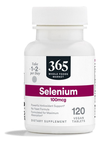 365 Da Whole Foods Market Selênio 100mcg Vegano 120 Comprimi - Imagem 2