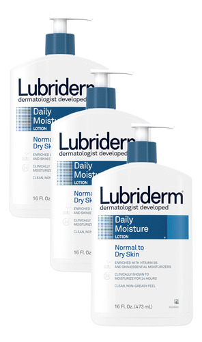 Loção Lubriderm Daily Moisture Hydrating 480 Ml (pacote De 3