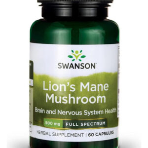 Cápsulas De Cogumelo Swanson Lions Mane - 500 Mg Cada, 60 Cá