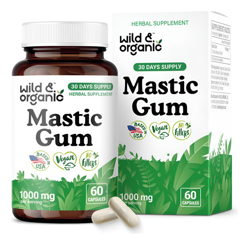 Cápsulas De Goma Mástique Vegana Wild & Organic 1000 Mg