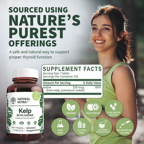 Suplemento Natural Nutra Kelp Iodine Thyroid Support 225mcg - Imagem 4