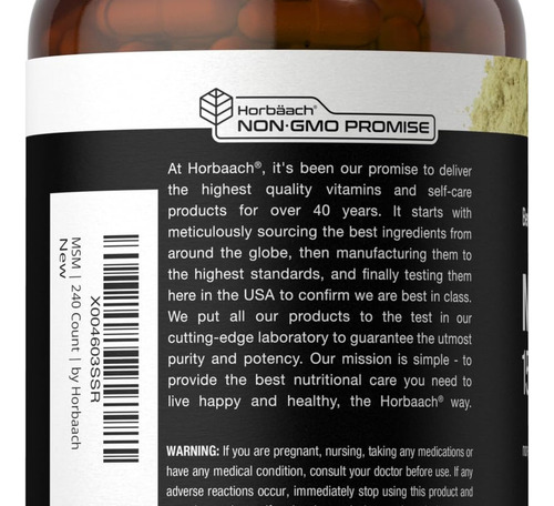 Cápsulas Horbäach Msm Horbäach 1500mg | 240 Unidades - Imagem 7