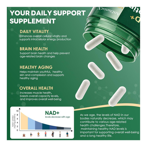 Nad+ Suplemento, Nad Nicotinamida Ribosídeo 900mg Para E De - Imagem 4