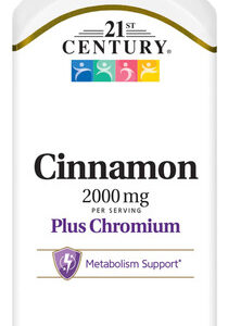 Suplemento 21st Century Cinnamon 2000 Mg Com Cromo 120 Cápsu