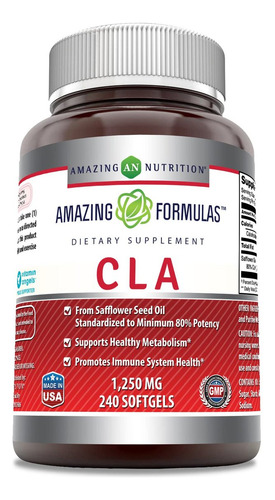 Suplemento Cla Amazing Nutrition 1250 Mg | 240 Cápsulas - Imagem 2