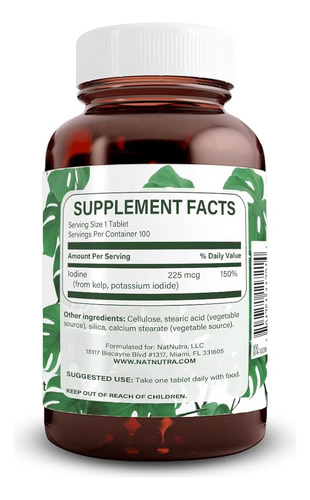 Suplemento Natural Nutra Kelp Iodine Thyroid Support 225mcg - Imagem 2