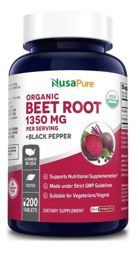 Nusapure Raiz De Beterraba 1.350 Mg 200 Comprimidos Orgânic