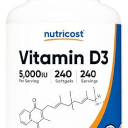 Vitamina D3 Nutricost 5.000 Ui 240 Cápsulas Gelatinosas -
