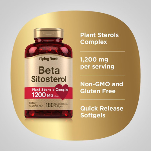 Suplemento De Beta Sitosterol Piping Rock | 1200mg | 180 Cáp - Imagem 4