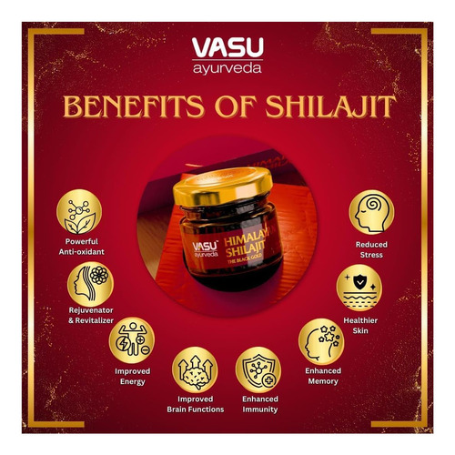 Shilajit 400mg Vasu Ayurveda: Impulsionador Himalaya - Imagem 4