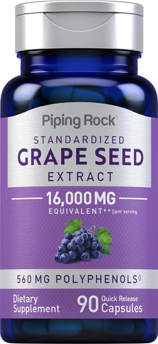 Piping Rock Extrato De Semente De Uva 16000 Mg 90 Cápsulas