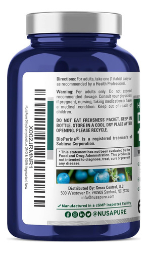 Nusapure Dihidromiricetina (dhm) 1.000 Mg 60 Comprimidos Veg - Imagem 3