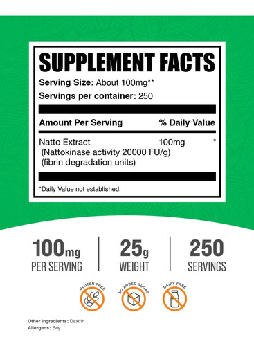 Suplemento De Natoquinase Bulksupplements.com 25 G (0,88 Onç - Imagem 2