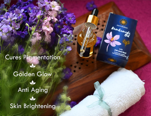 Óleo Ayurvedashree Kumkumadi 30 Ml Com Flocos De Ouro - Imagem 2