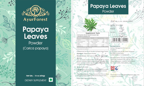 Ayurforest Folha De Mamão Em Pó Folhas Secas Carica Papaya S - Imagem 3