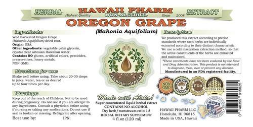 Extrato Líquido Sem Álcool De Uva Hawaii Pharm Oregon, Uva O