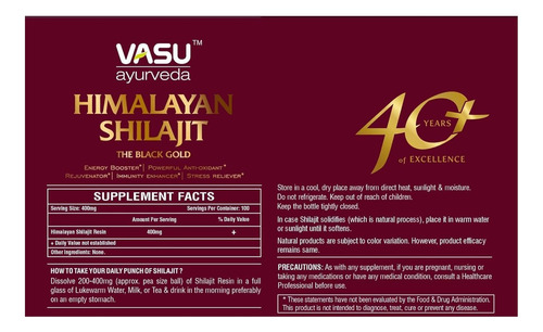Shilajit 400mg Vasu Ayurveda: Impulsionador Himalaya - Imagem 9