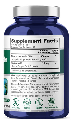 Nusapure Dihidromiricetina (dhm) 1.000 Mg 60 Comprimidos Veg - Imagem 2