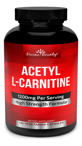 Suplemento Divine Bounty Acetil L-carnitina 1200 Mg 120 Cáps