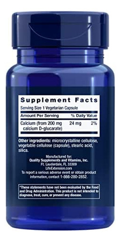 Life Extension D-glucarato De Cálcio 200 Mg - Detox, Supleme - Imagem 2
